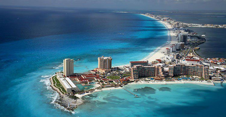 Vista aérea de Cancún