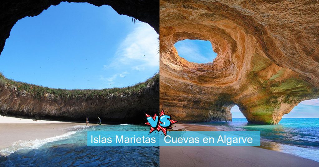 12.- Islas Marietas, México vs Cuevas en Algarve, Portugal: Lo mejor de lo mejor, las Islas Marietas son definitivamente uno de los principales destinos turísticos de México, pero existe un lugar muy parecido en Portugal conformado por cuevas y otras rocas ¿En cuál te gustaría estar en este preciso instante?
