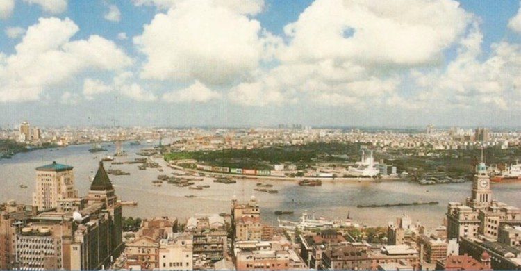 Shanghái en 1990 fotografía panorámica 