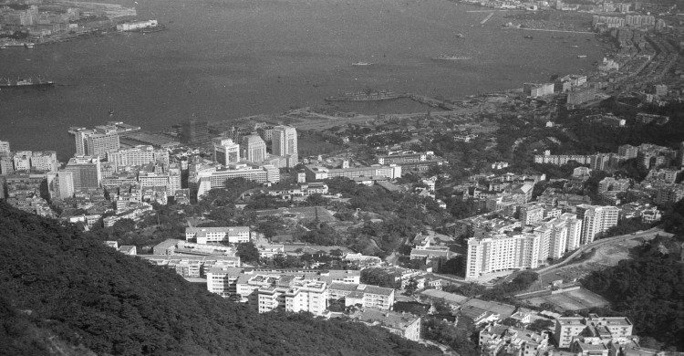 Hong Kong en 1960 panorámica blanco y negro