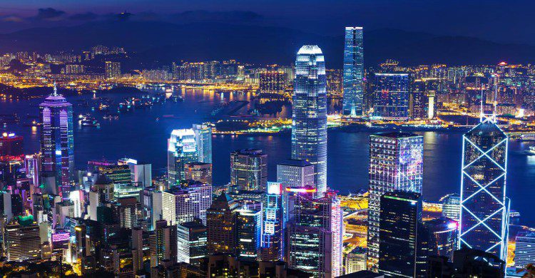 Hong Kong actualmente ciudad de noche